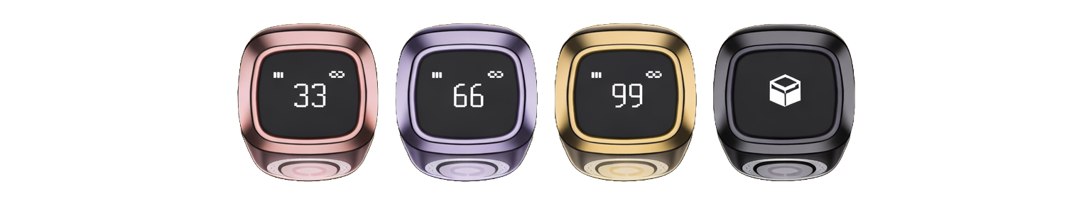Smart Tasbih Ring showing 33, 66, 99 dhikr counts and Qibla direction